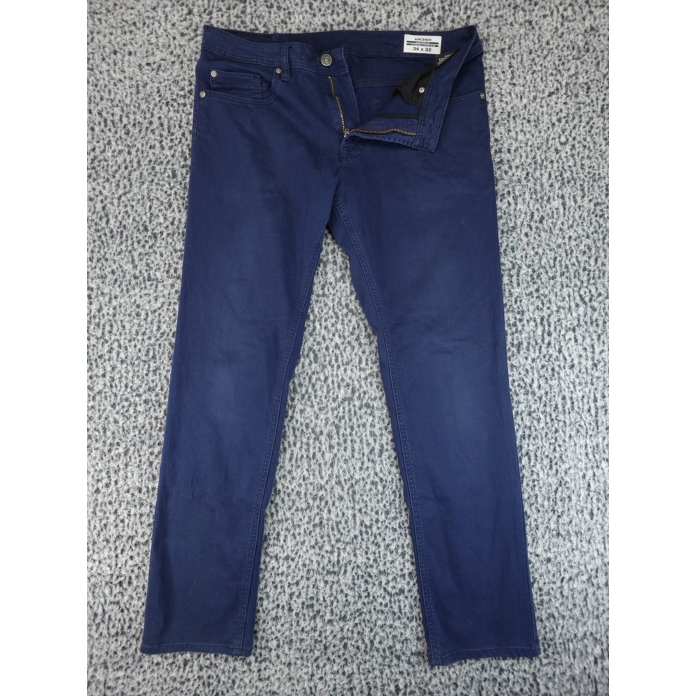 Buffalo David Bitton Archer Slim Stretch Pants Mens 34x32 Navy‎ Blue Chinos